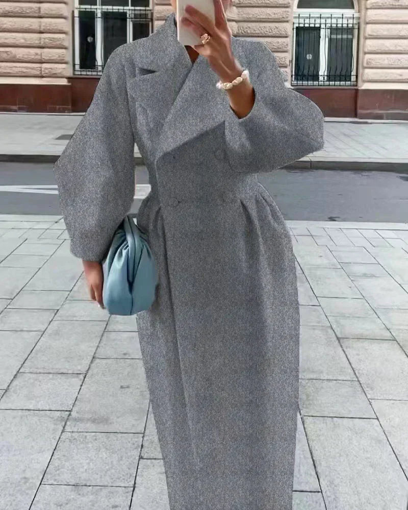 Eleganter Wollmantel Zweireihig Tailliert