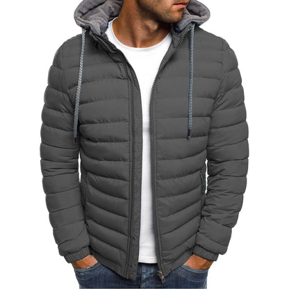 Herren Steppjacke Leicht Kapuze Hochkragen Outdoor