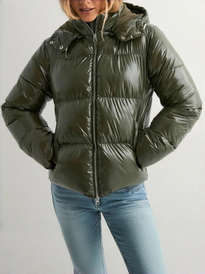 Damen Winterjacke Puffy Kapuze Warm