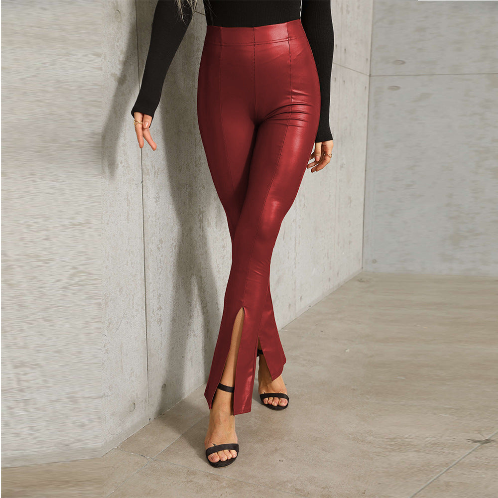 Damen Leggings Hoch geschnitten Seitenschlitze Trendy