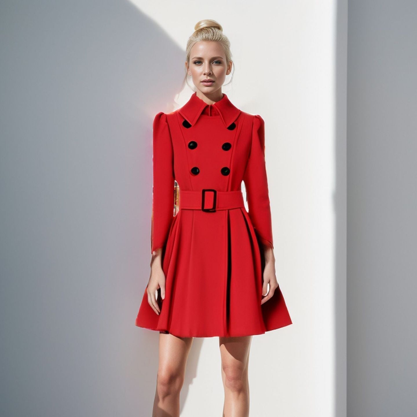 Damen Trenchcoat Elegante Taille mit Doppelknöpfen