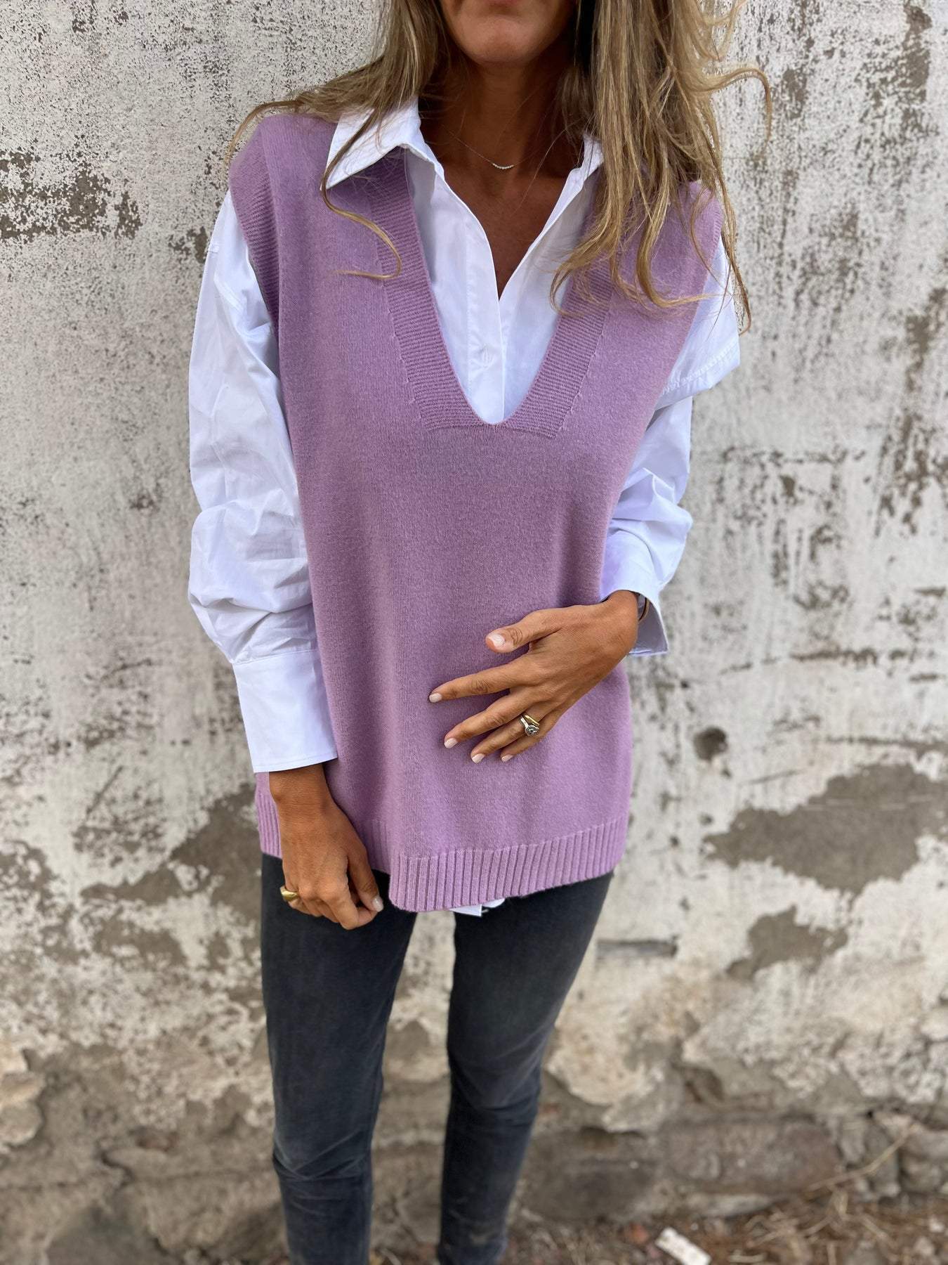 Damen Pullover Lässig V-Ausschnitt Casual Style