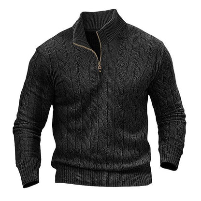 Herren Pullover Modern Zopfmuster Offener Kragen