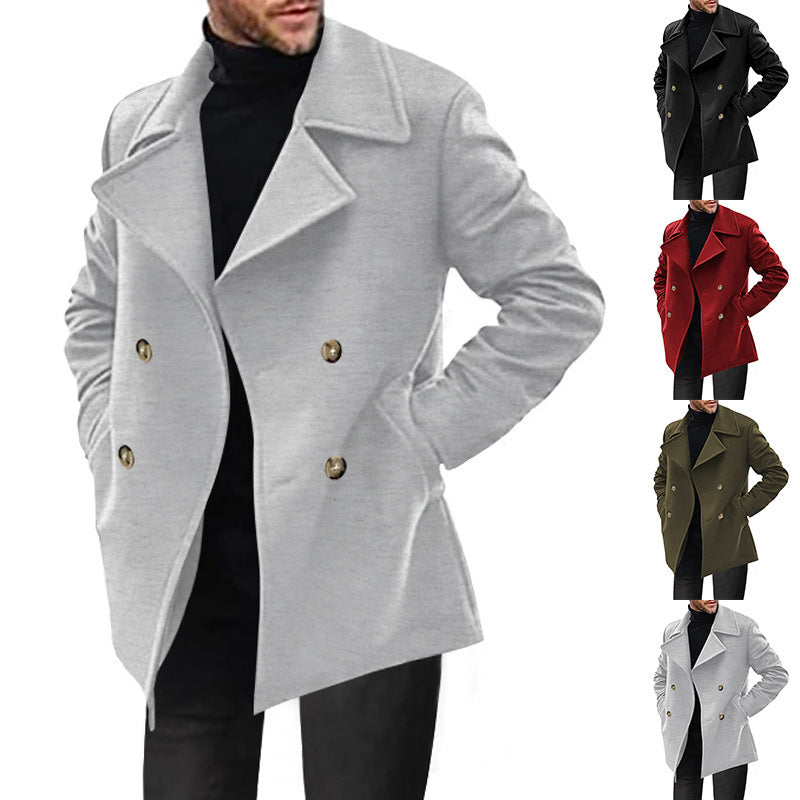 Herren Wollmantel Elegant Doppelter Knopfverschluss - IdealeKleiden