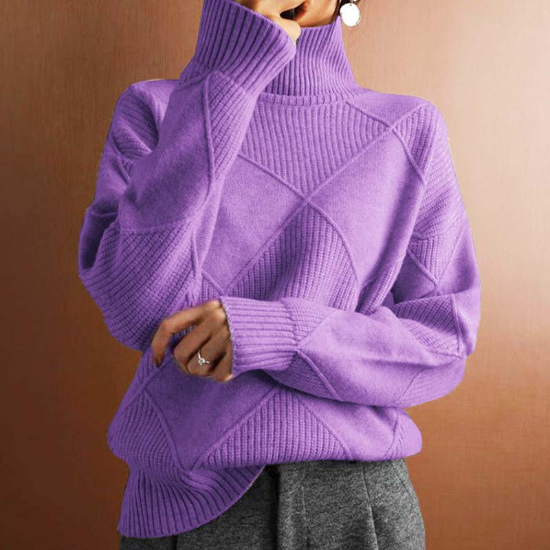 Damen Winterpullover Hoher Hals Warm Strick