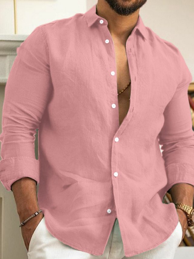 Herren Leinenhemd Sommer Bequem Elegant