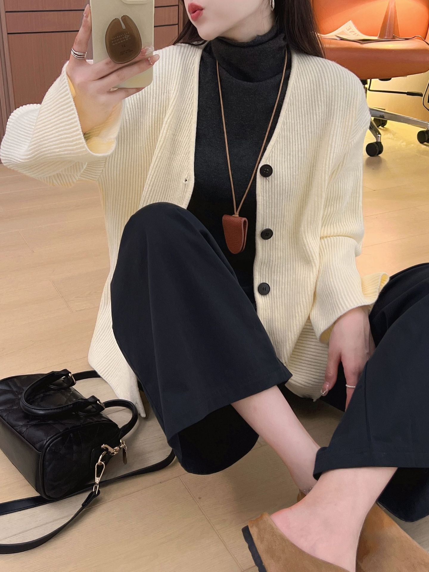 Damen Oversized Cardigan Grobgestrickt Schulterfrei