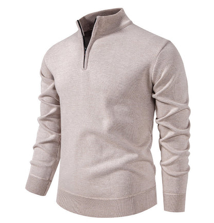 Herren Strickpullover Kurz Reißverschluss Hochkragen Elegant