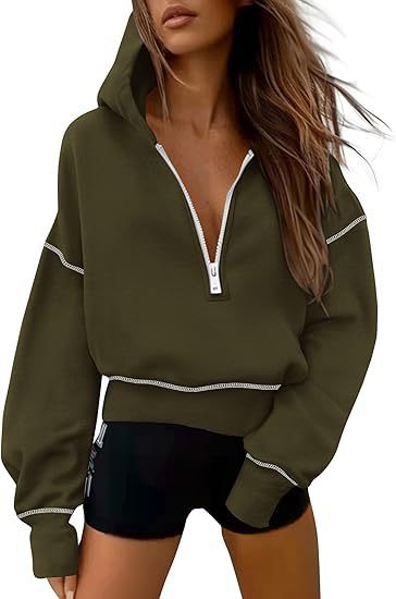 Damen Stylisher Kapuzenpullover Reißverschluss Durchgehend Modern