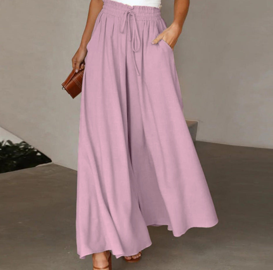 Damen Hose Elegant Weit mit Gummizug und Taschen