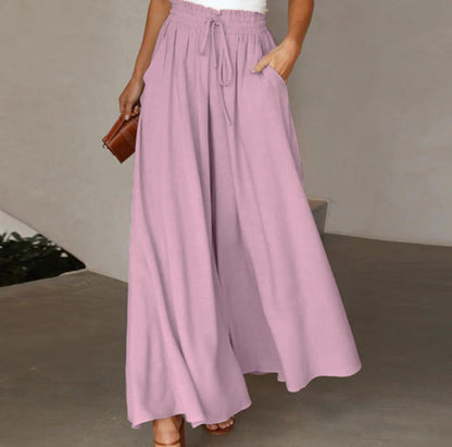 Damen Hose Elegant Weit mit Gummizug und Taschen
