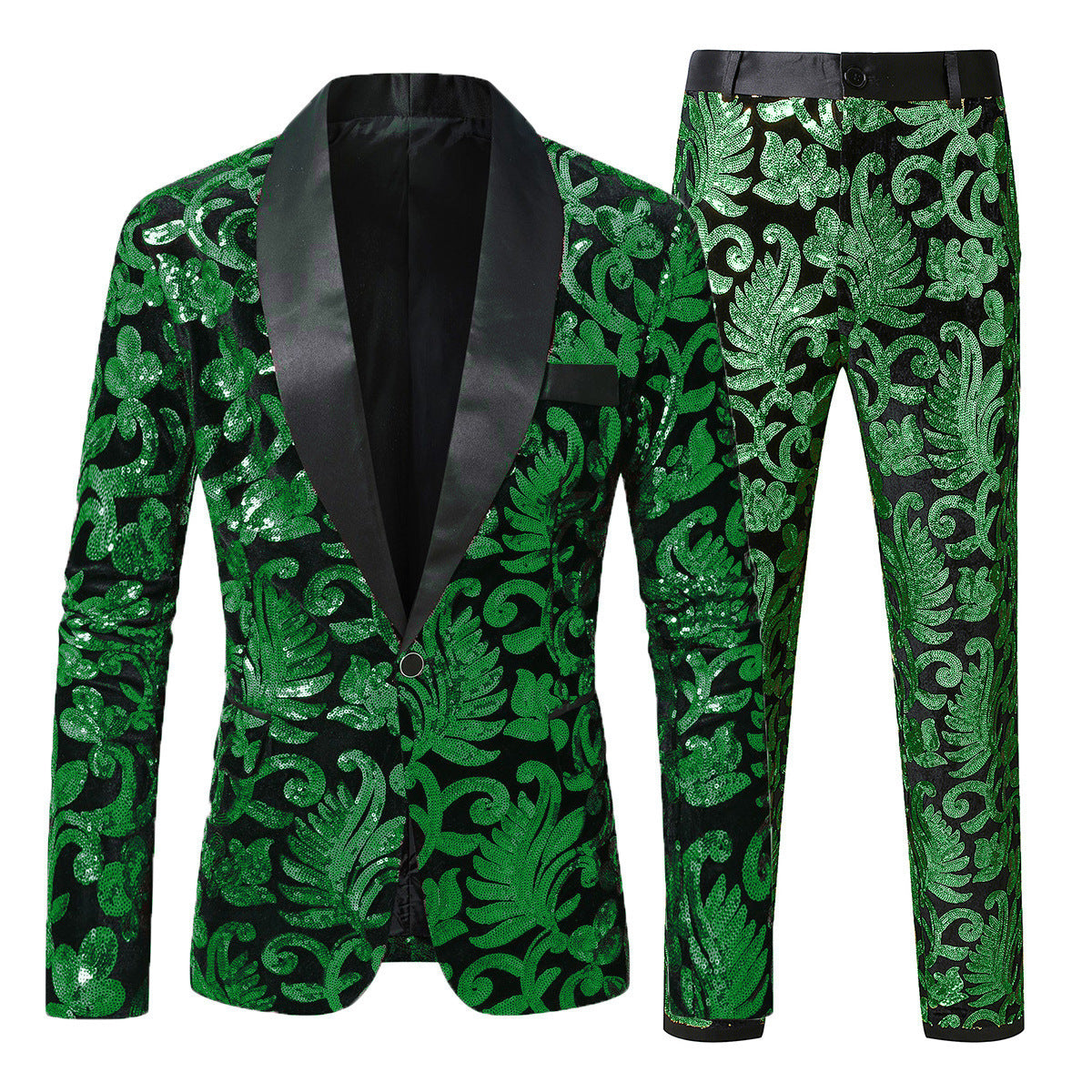 Herren Smoking Anzug Glitzernd Floral Design