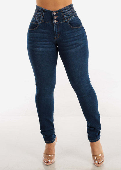 Damen High-Waist Skinny Jeans Stretch Elegant