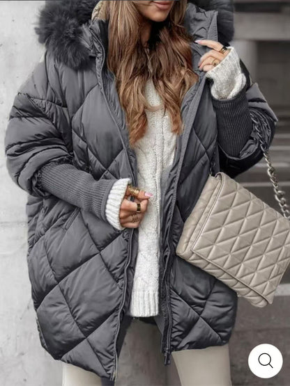 Damen Winterparka Steppjacke Abnehmbare Kapuze