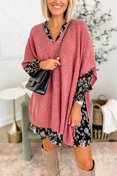 Damen Pullover Weich Oversized Geschnitten