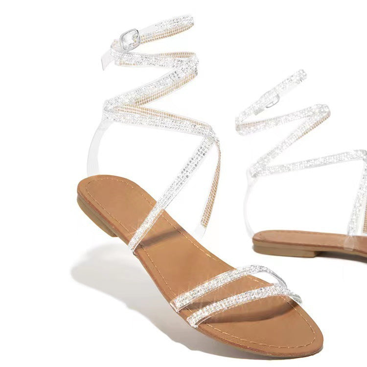 Damen Sandalen Glitzer Strass Schuhe Abendkleid