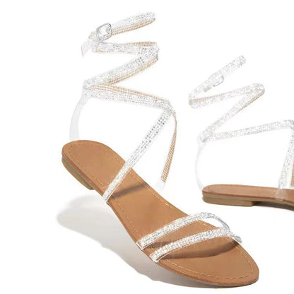 Damen Sandalen Glitzer Strass Schuhe Abendkleid