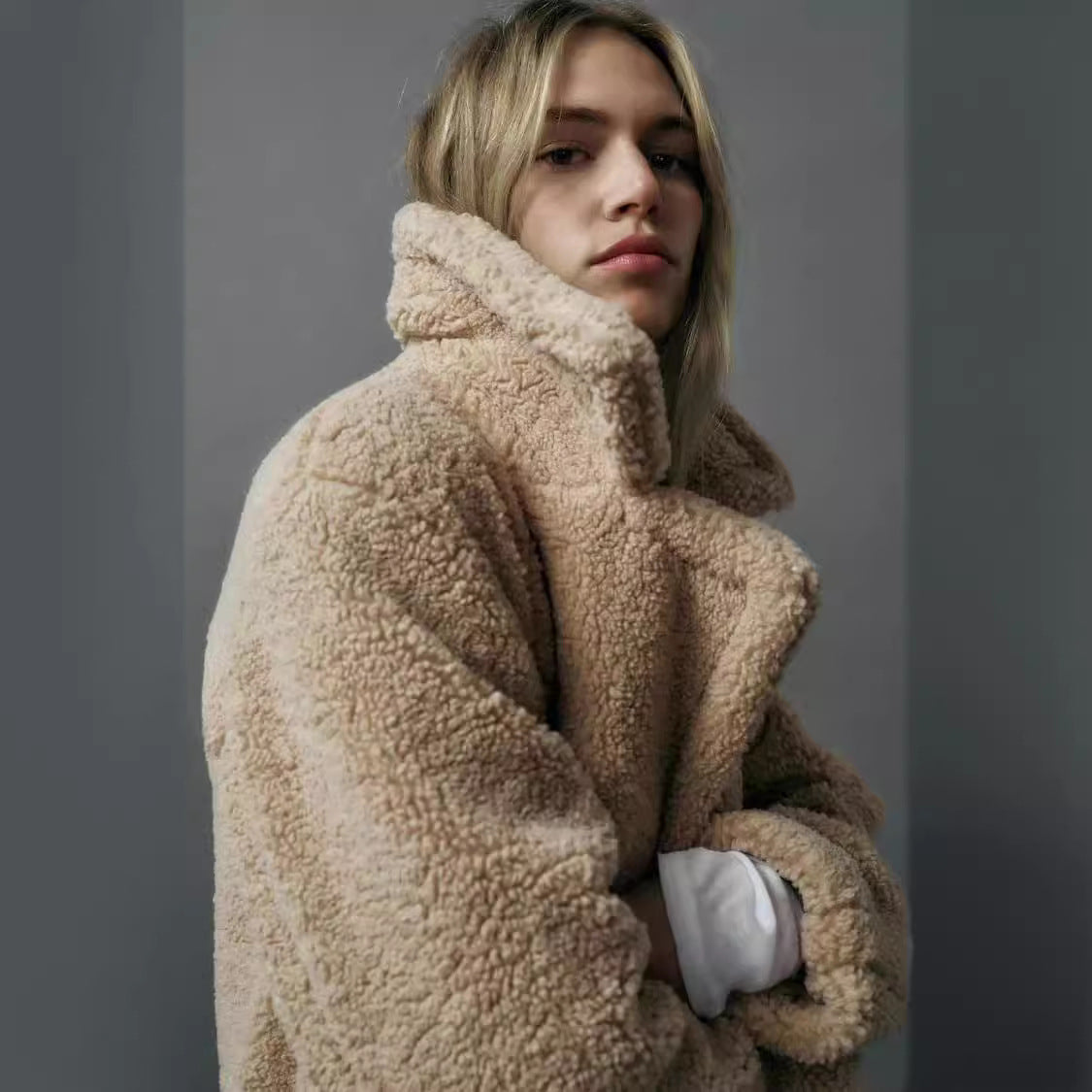 Lange Teddyjacke Damen Warm - IdealeKleiden