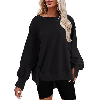 Damen Oversized Pullover Bequem Lässig Weite Ärmel