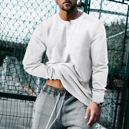 Herren Langarm-Shirt Elegant Knopfleiste