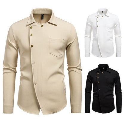 Elegantes Herrenhemd Asymmetrisch Knöpfe Modern Style - IdealeKleiden