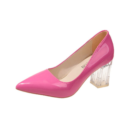 Damen High Heels Pumps mit Transparentem Absatz und Spitzen Zehen