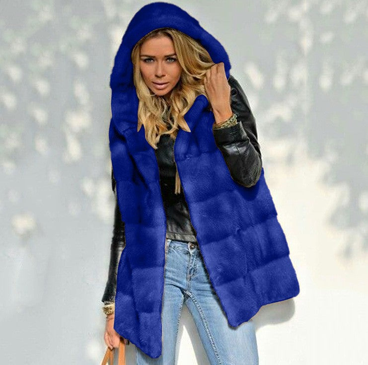 Damen Fleece-Jacke Mit Kapuze Warm Und Bequem