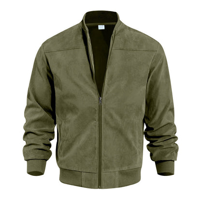 Herren Lederjacke Sportlich Bomber Style Elastisch