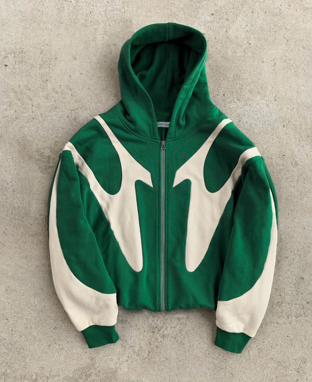 Damen Pullover Modern Kapuze Kontrast Einsätze