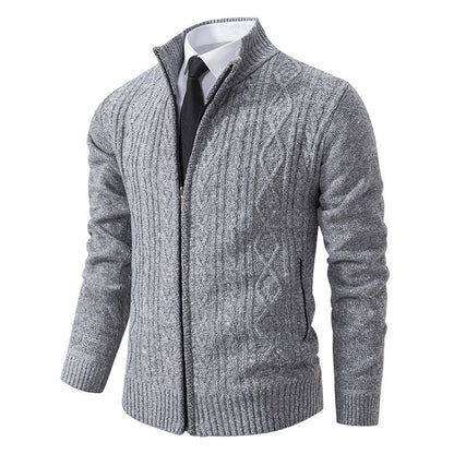 Herren Strickjacke Stehkragen Musterung Trendy