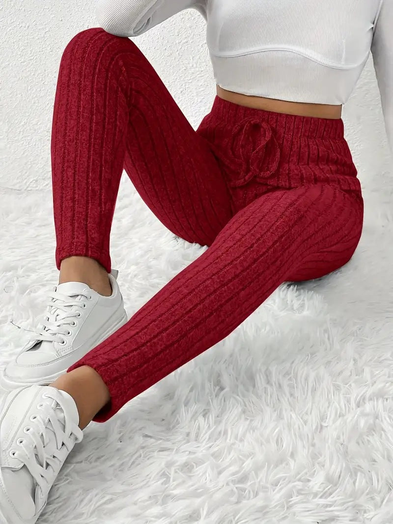 Damen Fleece Sweatpants Weich Rippstruktur