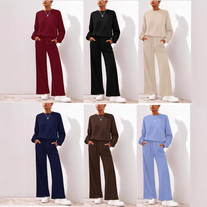 Damen Sweathose Bequem Weite Bein Relaxed Fit - IdealeKleiden