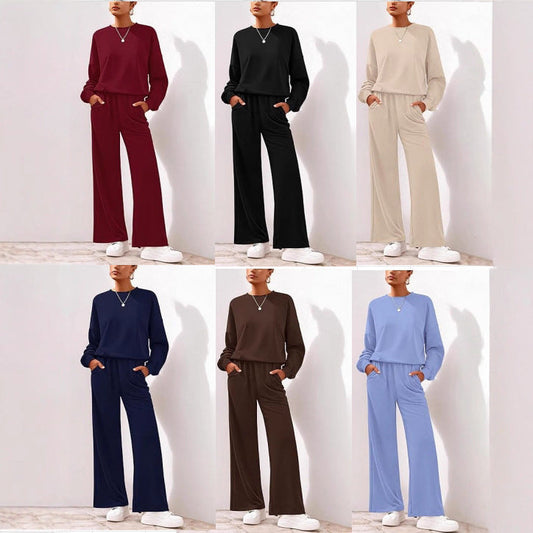 Damen Sweathose Bequem Weite Bein Relaxed Fit - IdealeKleiden