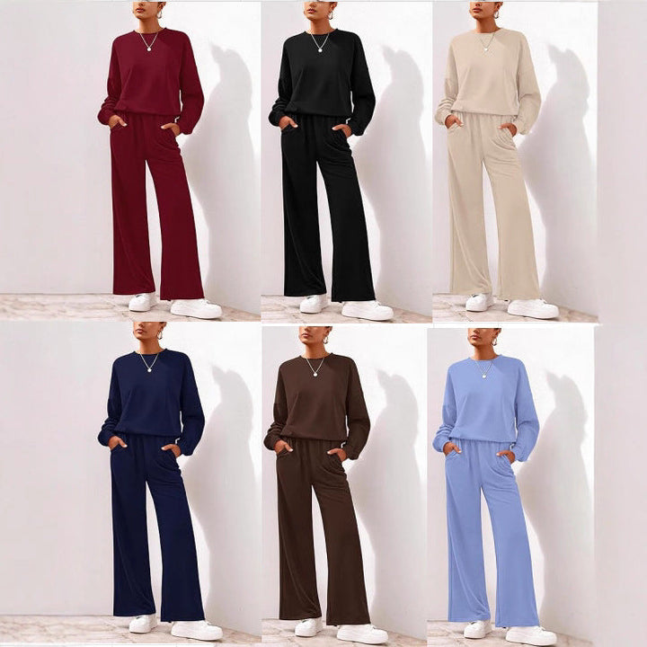 Damen Sweathose Bequem Weite Bein Relaxed Fit - IdealeKleiden