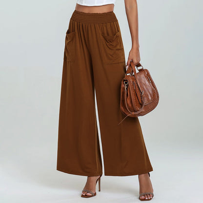 Damen Palazzo-Hose Weit Bequem Elastisch