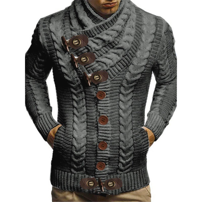 Herren Strickjacke Grobstrick Moderne Knöpfe