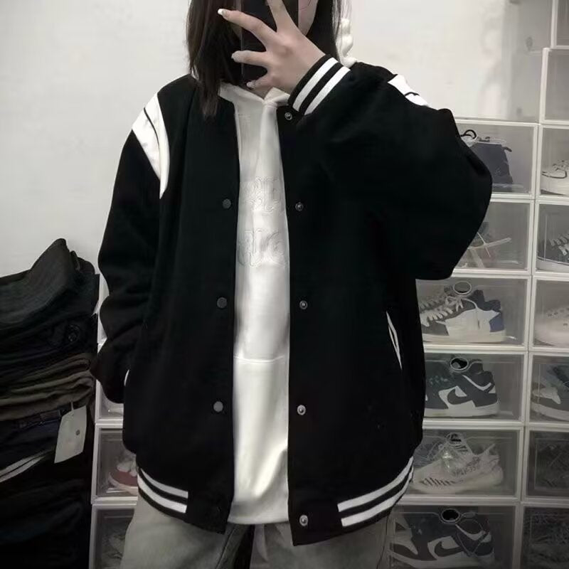 Retro Varsity Jacke Lässig Gestreift Sportlich