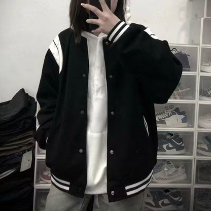 Retro Varsity Jacke Lässig Gestreift Sportlich