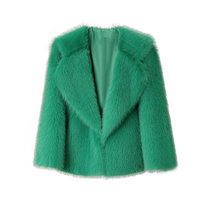 Damen Kunstpelz-Jacke Elegant Weich Schnitt