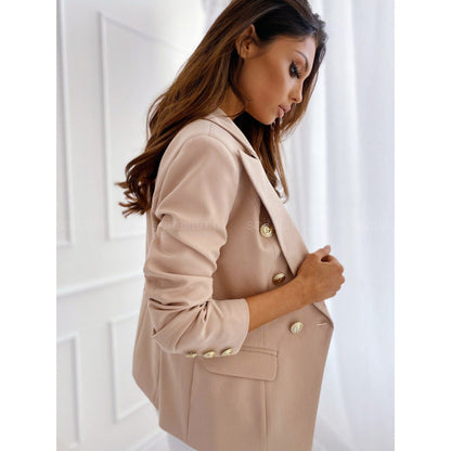 Damen Business Anzug Elegant Gold Knöpfe