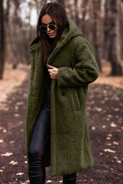 Übergrößer Teddy Mantel Weich Fleece Kapuze