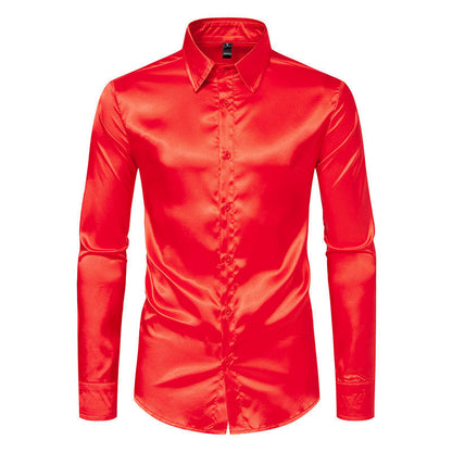 Herren Hemd Satin Glanz Elegant Knöpfe