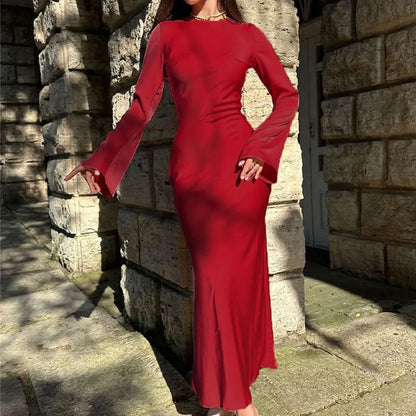 Damen Maxikleid Elegant Lang Schnitt