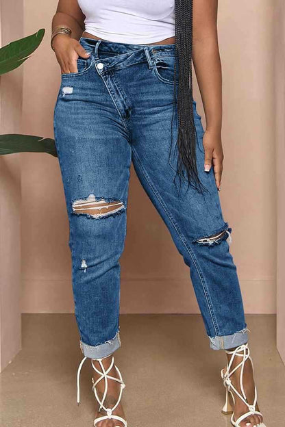 Damen Jeans Relaxed Fit Ripped Style