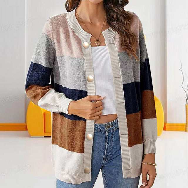 Damen Strickjacke Frühling Streifen Look