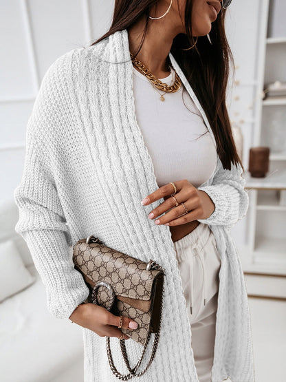 Langarm Strickjacke Wollig Locker Geschnürt