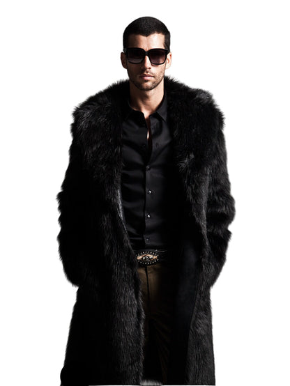 Herren Lammfellmantel Elegant Voluminöser Fellbesatz