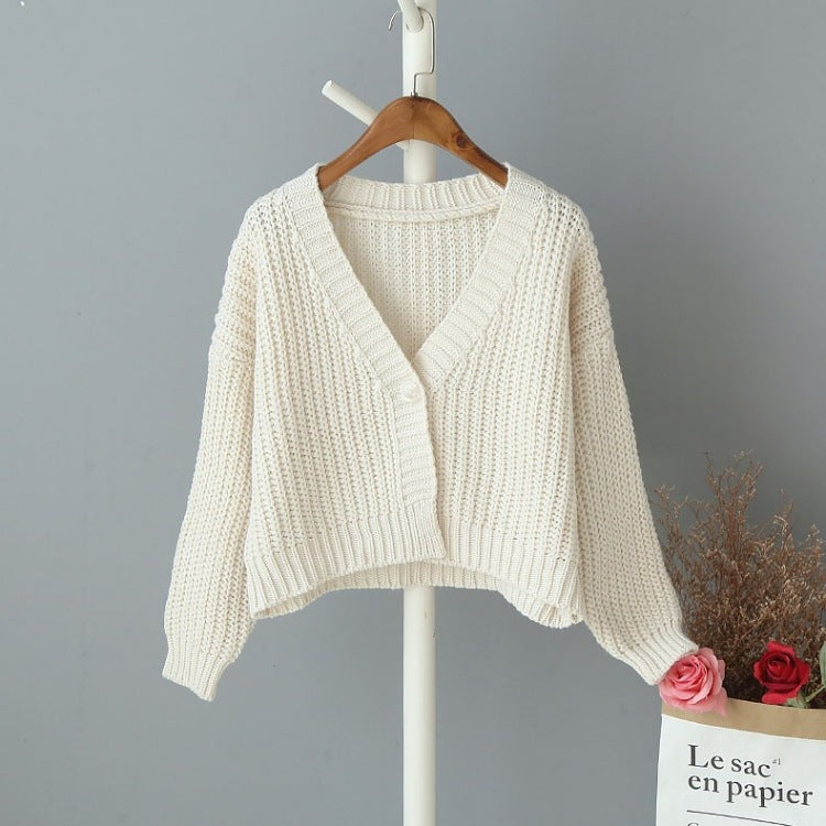 Damen Strickjacke Lässig Schulterfrei Knopfverschluss
