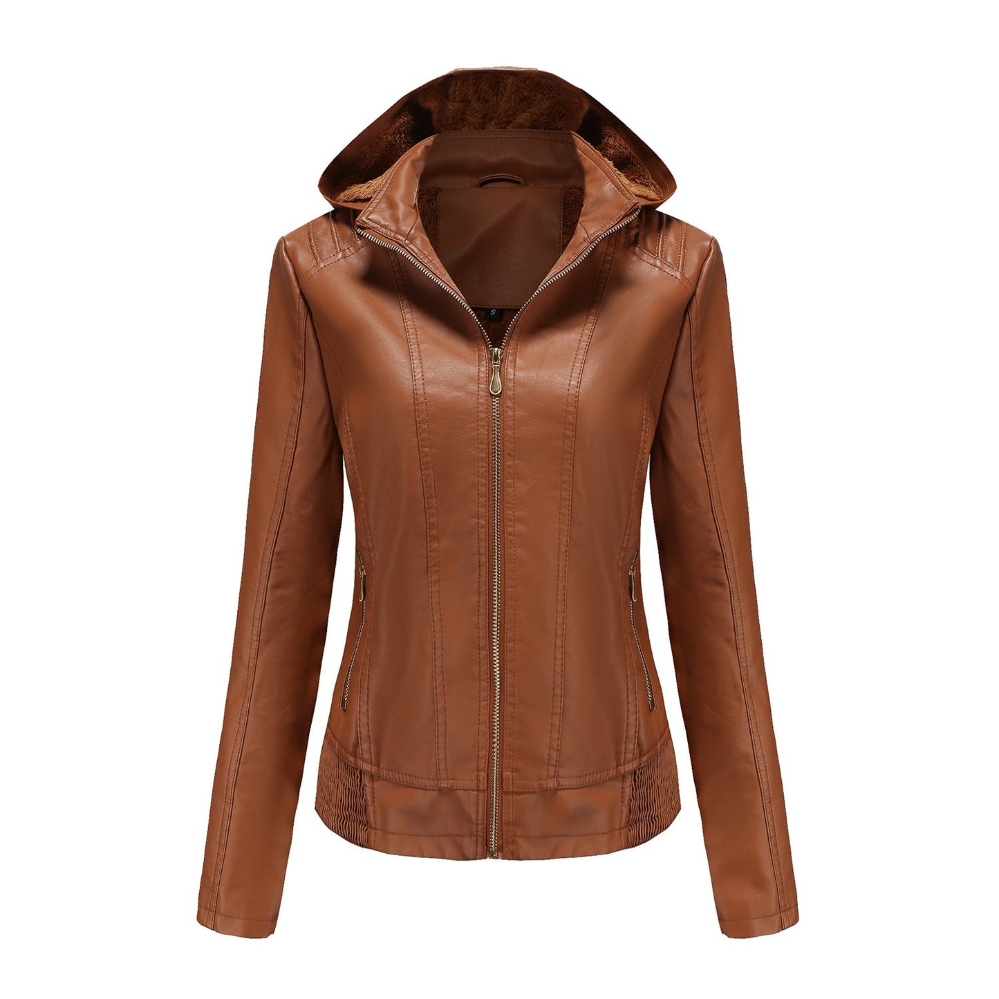 Damen Lederjacke Elegant Schnitt Mit Hochkragen