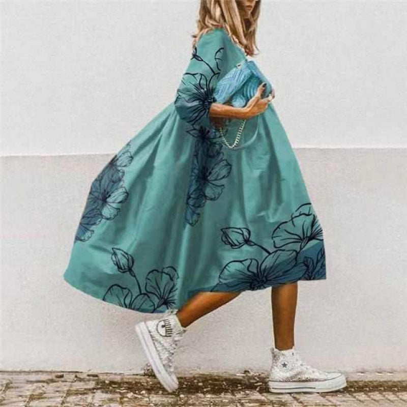 Sommerkleid Damen Blumenmuster Farbenfroh Elegant